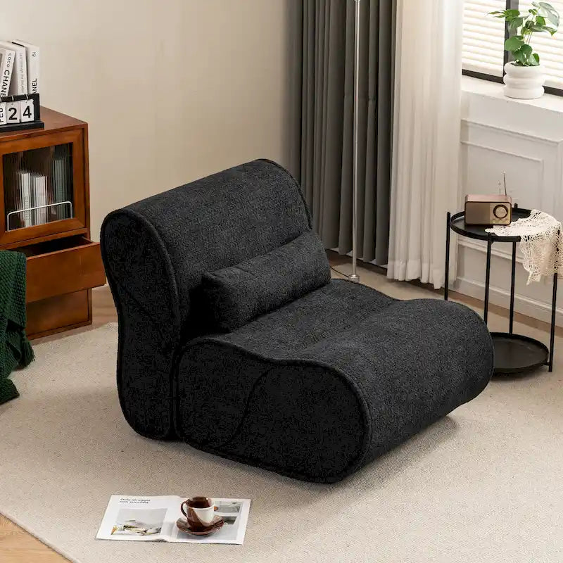 Fauteuil inclinable intemporel en tissu | Accoudoirs et repose-pieds rembourrés | Fauteuil inclinable d'appoint pour salon