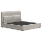 Lit plateforme rembourré marron clair | Tête de lit en dos d'âne | Meubles de chambre Queen King