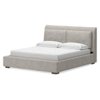 Lit plateforme rembourré marron clair | Tête de lit en dos d'âne | Meubles de chambre Queen King