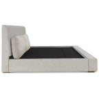 Lit plateforme rembourré marron clair | Tête de lit en dos d'âne | Meubles de chambre Queen King
