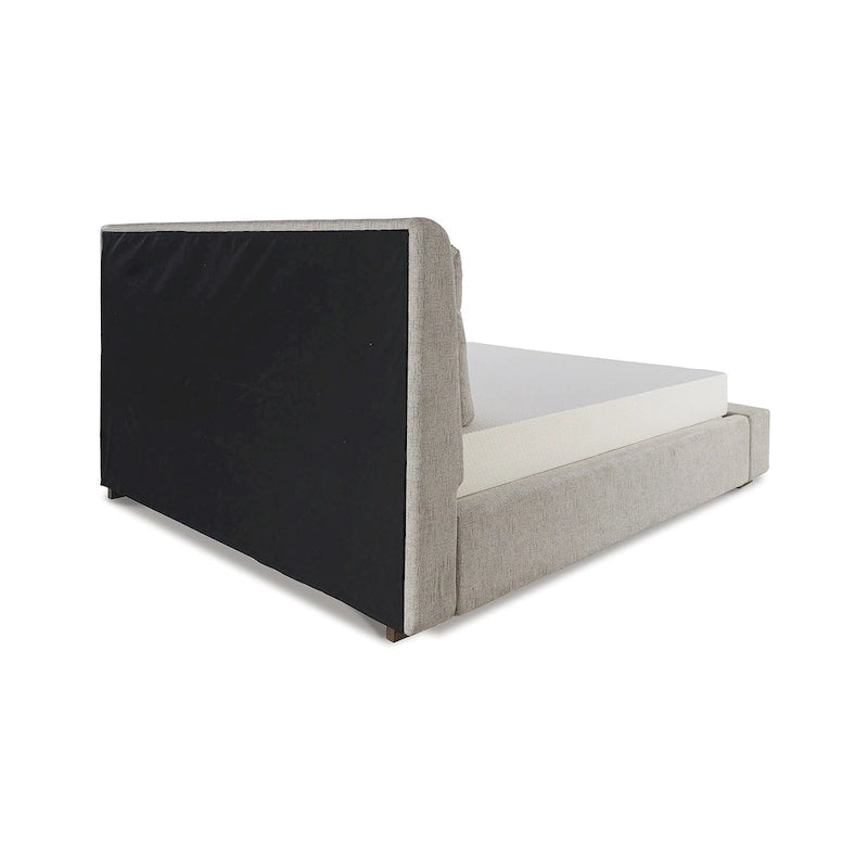 Lit plateforme rembourré marron clair | Tête de lit en dos d'âne | Meubles de chambre Queen King