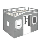 Lit mezzanine avec échelle et cadre gris et blanc