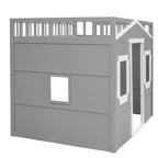 Lit mezzanine avec échelle et cadre gris et blanc
