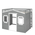 Lit mezzanine avec échelle et cadre gris et blanc
