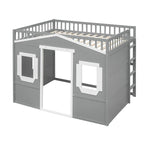 Lit mezzanine avec échelle et cadre gris et blanc