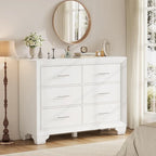 Commode moderne en bois à 6 tiroirs | Rangement spacieux pour la chambre | Organisateur de placard contemporain