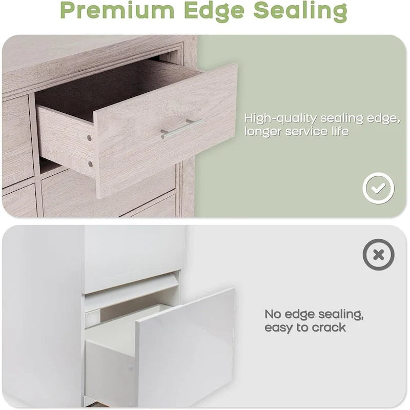 Commode moderne en bois à 6 tiroirs | Rangement spacieux pour la chambre | Organisateur de placard contemporain