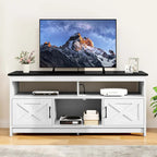 Meuble TV de ferme de 59 po | Console multimédia avec armoires de rangement et étagères ouvertes | Grain de nuage