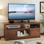 Meuble TV de ferme de 59 po | Console multimédia avec armoires de rangement et étagères ouvertes | Grain de nuage