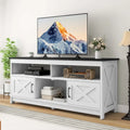 Meuble TV de ferme de 59 po | Console multimédia avec armoires de rangement et étagères ouvertes | Grain de nuage
