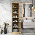 Palace Imports Meuble de rangement de salle de bain 100 % bois massif 16,5 po avec portes en verre transparent et étagères réglables
