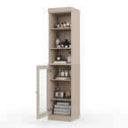 Palace Imports Meuble de rangement de salle de bain 100 % bois massif 16,5 po avec portes en verre transparent et étagères réglables