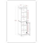 Palace Imports Meuble de rangement de salle de bain 100 % bois massif 16,5 po avec portes en verre transparent et étagères réglables