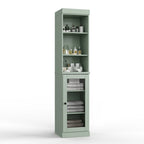Palace Imports Meuble de rangement de salle de bain 100 % bois massif 16,5 po avec portes en verre transparent et étagères réglables