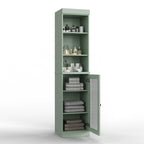 Palace Imports Meuble de rangement de salle de bain 100 % bois massif 16,5 po avec portes en verre transparent et étagères réglables