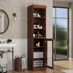 Palace Imports Meuble de rangement de salle de bain 100 % bois massif 16,5 po avec portes en verre transparent et étagères réglables