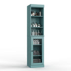 Palace Imports Meuble de rangement de salle de bain 100 % bois massif 16,5 po avec portes en verre transparent et étagères réglables