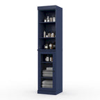 Palace Imports Meuble de rangement de salle de bain 100 % bois massif 16,5 po avec portes en verre transparent et étagères réglables