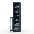 Palace Imports Meuble de rangement de salle de bain 100 % bois massif 16,5 po avec portes en verre transparent et étagères réglables