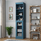 Palace Imports Meuble de rangement de salle de bain 100 % bois massif 16,5 po avec portes en verre transparent et étagères réglables