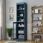 Palace Imports Meuble de rangement de salle de bain 100 % bois massif 16,5 po avec portes en verre transparent et étagères réglables