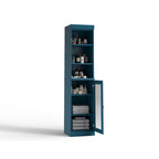 Palace Imports Meuble de rangement de salle de bain 100 % bois massif 16,5 po avec portes en verre transparent et étagères réglables