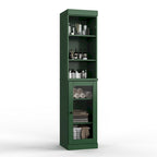 Palace Imports Meuble de rangement de salle de bain 100 % bois massif 16,5 po avec portes en verre transparent et étagères réglables