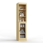 Palace Imports Meuble de rangement de salle de bain 100 % bois massif 16,5 po avec portes en verre transparent et étagères réglables