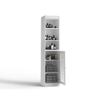 Palace Imports Meuble de rangement de salle de bain 100 % bois massif 16,5 po avec portes en verre transparent et étagères réglables