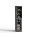 Palace Imports Meuble de rangement de salle de bain 100 % bois massif 16,5 po avec portes en verre transparent et étagères réglables