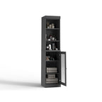 Palace Imports Meuble de rangement de salle de bain 100 % bois massif 16,5 po avec portes en verre transparent et étagères réglables