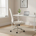 Chaise de bureau ergonomique moderne : Dossier mi-haut, cuir PU, accoudoirs, inclinaison, hauteur réglable, roulettes, pivotante