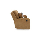 Causeuse double inclinable Damon, polyester marron clair, 2 coussins