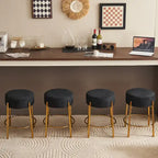 Round Bar Stools Set of 2, Upholstered Kitchen Stools with Metal Base, Counter Height Bar Stools with Backless