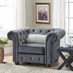 Fauteuil Chesterfield Gdansk à accoudoirs arrondis capitonnés