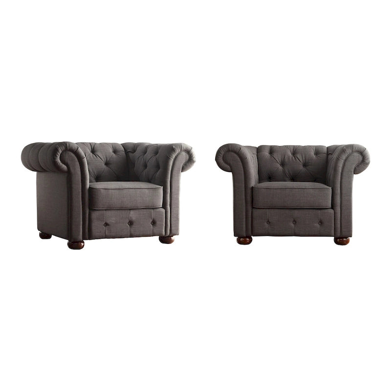 Fauteuil Chesterfield Gdansk à accoudoirs arrondis capitonnés