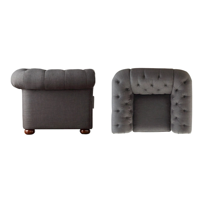 Fauteuil Chesterfield Gdansk à accoudoirs arrondis capitonnés
