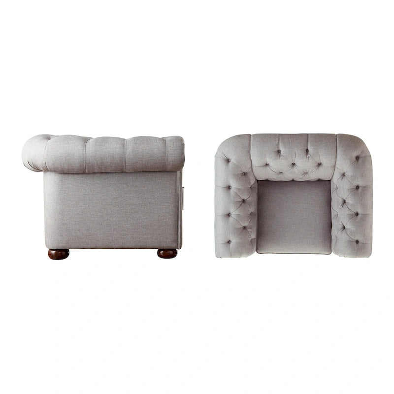 Fauteuil Chesterfield Gdansk à accoudoirs arrondis capitonnés
