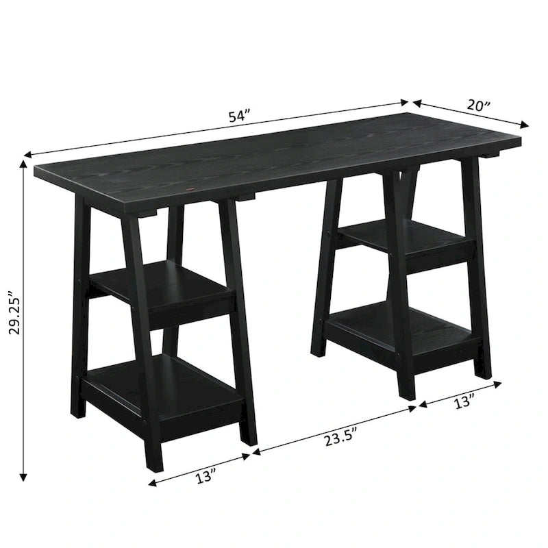 Bureau à Tréteaux Doubles | Montage Sans Outils | Grand Bureau pour la Maison