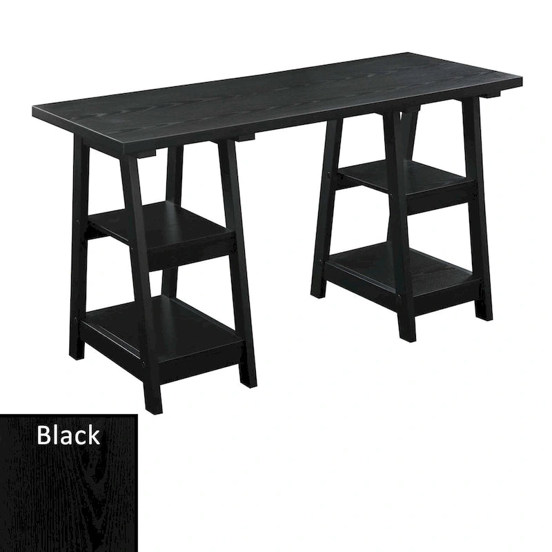 Bureau à Tréteaux Doubles | Montage Sans Outils | Grand Bureau pour la Maison