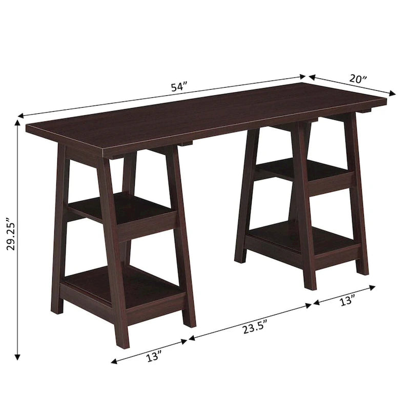 Bureau à Tréteaux Doubles | Montage Sans Outils | Grand Bureau pour la Maison