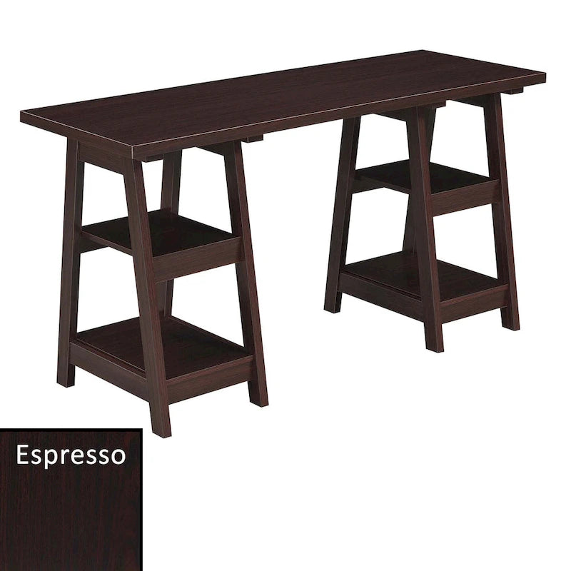 Bureau à Tréteaux Doubles | Montage Sans Outils | Grand Bureau pour la Maison