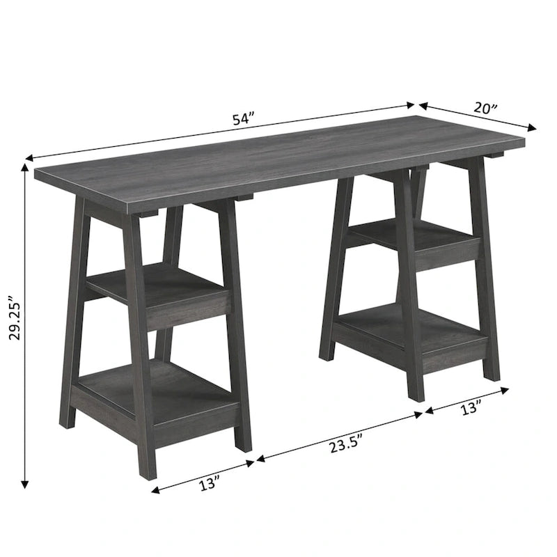 Bureau à Tréteaux Doubles | Montage Sans Outils | Grand Bureau pour la Maison