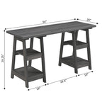 Bureau à Tréteaux Doubles | Montage Sans Outils | Grand Bureau pour la Maison