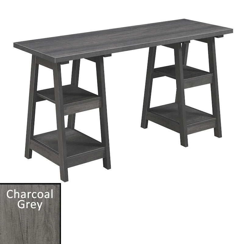 Bureau à Tréteaux Doubles | Montage Sans Outils | Grand Bureau pour la Maison