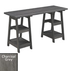 Bureau à Tréteaux Doubles | Montage Sans Outils | Grand Bureau pour la Maison