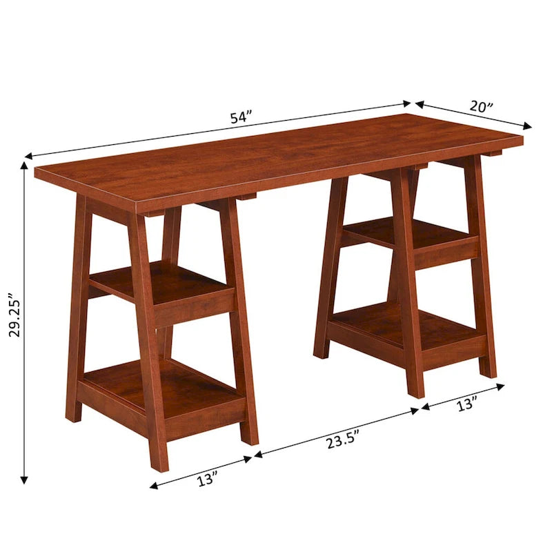 Bureau à Tréteaux Doubles | Montage Sans Outils | Grand Bureau pour la Maison