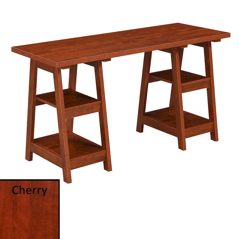 Bureau à Tréteaux Doubles | Montage Sans Outils | Grand Bureau pour la Maison