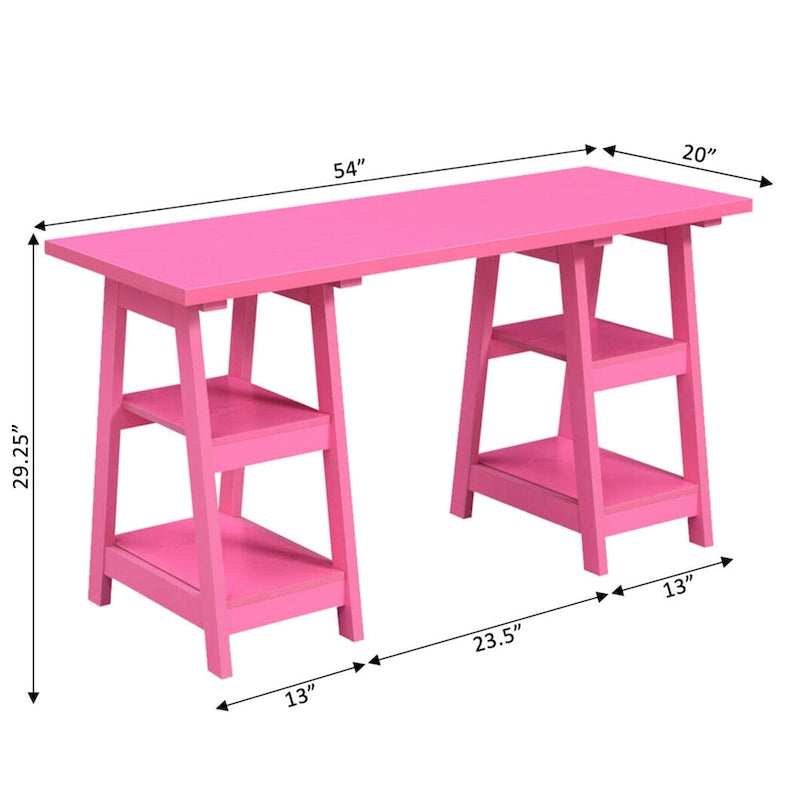 Bureau à Tréteaux Doubles | Montage Sans Outils | Grand Bureau pour la Maison