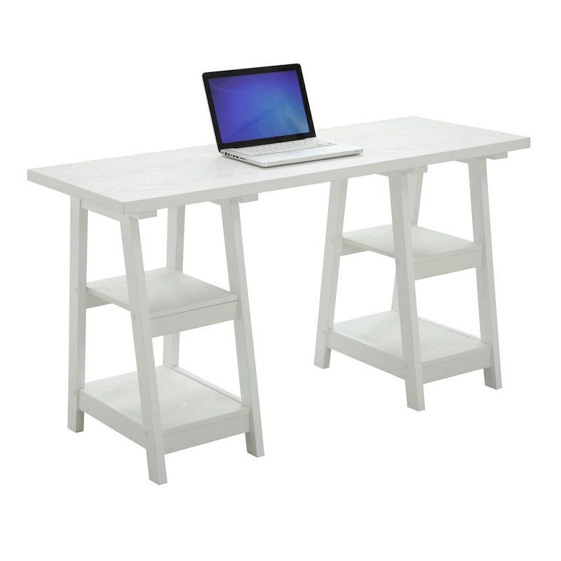 Bureau à Tréteaux Doubles | Montage Sans Outils | Grand Bureau pour la Maison